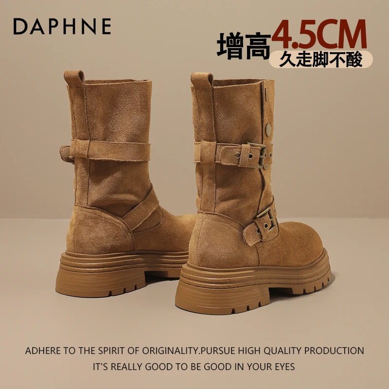达芙妮厚底增高短靴2025年新款秋季百搭马丁靴女英伦风短筒时装靴