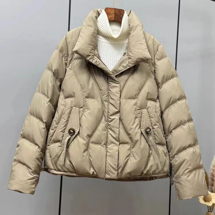 211短款羽绒冬季新款羽绒服女短款立领时尚气质显瘦白鸭绒外套潮