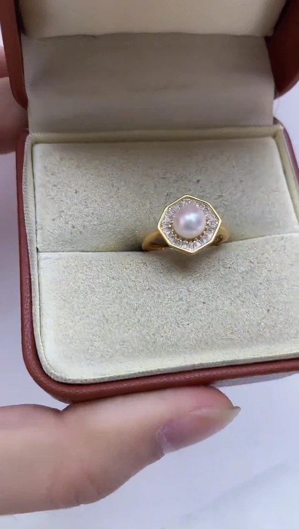 银S925镶嵌戒指海水珍珠