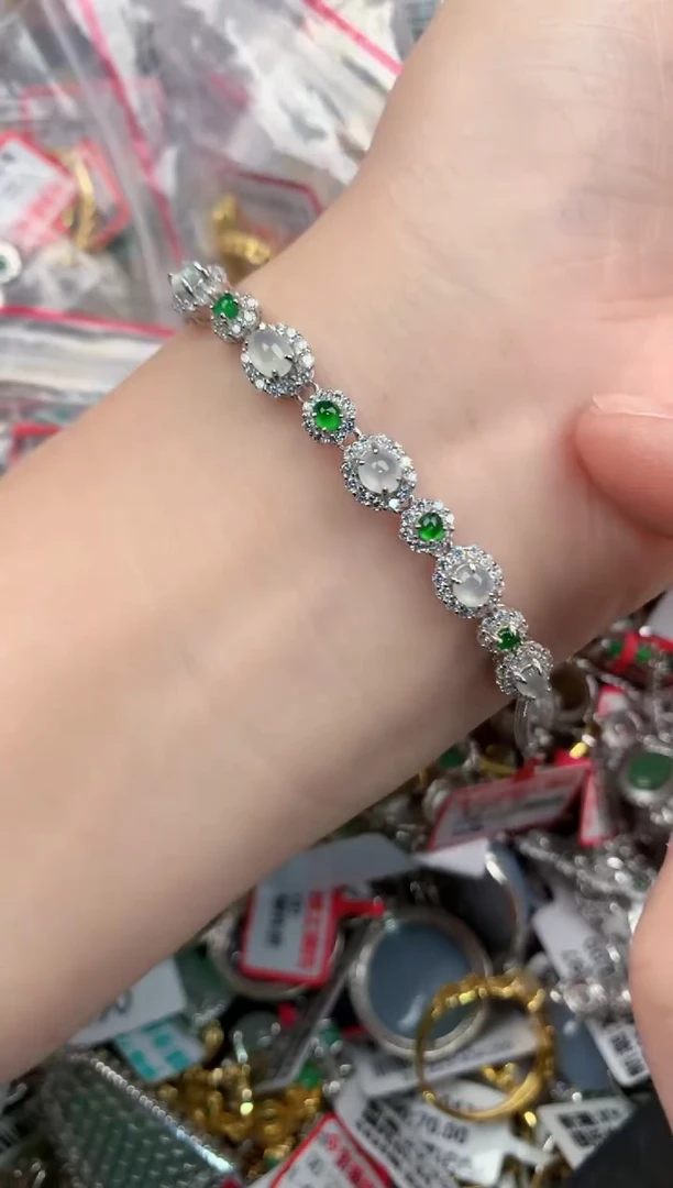 银S925镶嵌戒指翡翠101010----8