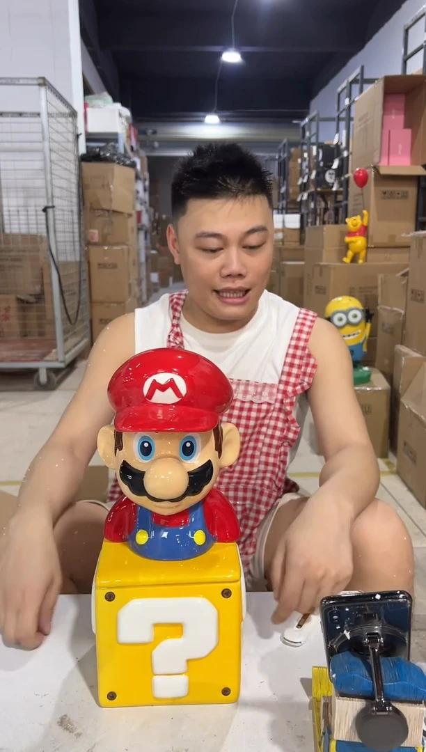 瓷片马里奥问号罐一套