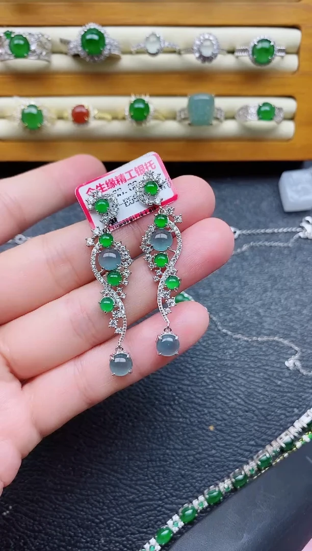 银S925镶嵌戒指翡翠1