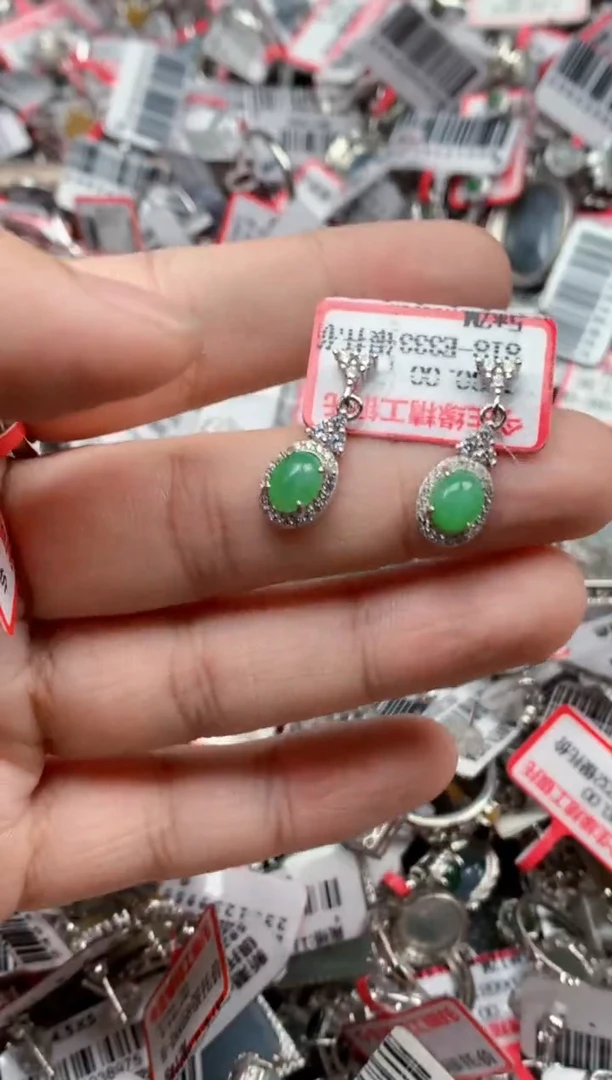 银S925镶嵌戒指翡翠天然A货缅甸翡翠