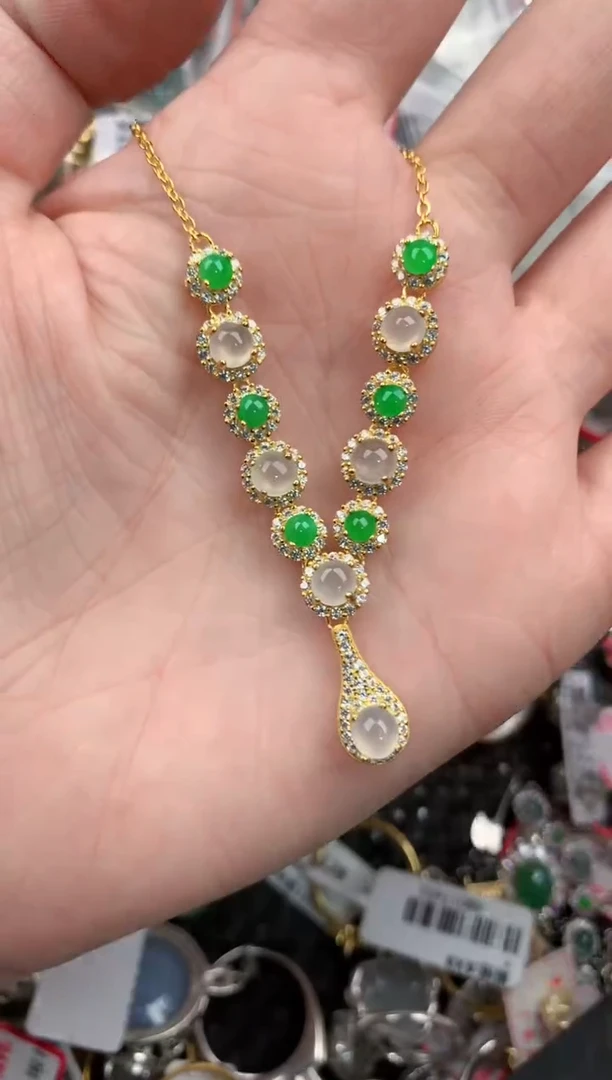 银S925镶嵌戒指翡翠12            5