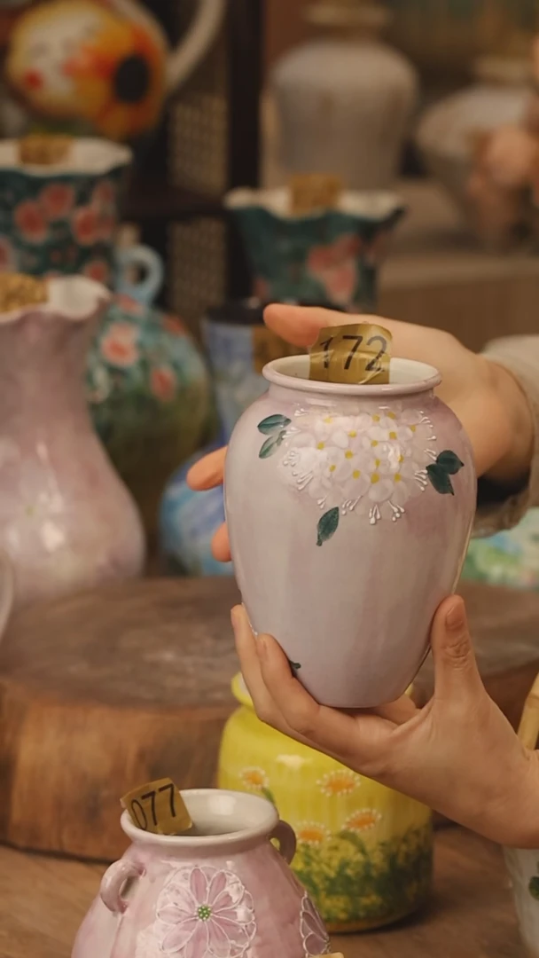 陶瓷景德镇设计师手作花器摆件侘寂风@M172@