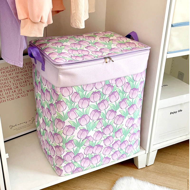 紫郁金香大容量衣物收纳箱EVA加厚带盖120L