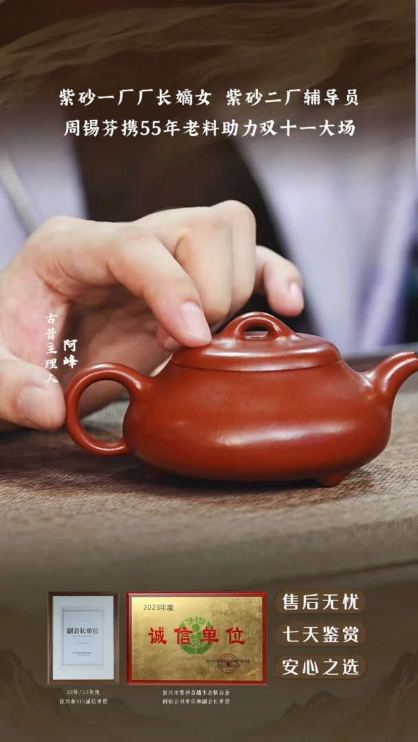 紫砂壶大红泥汉棠石瓢160cc