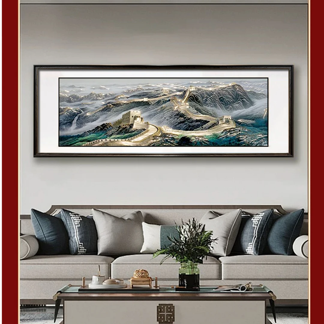 铜雕万里长城艺术装饰画绣刺绣收藏客厅装饰画背景墙立体挂画