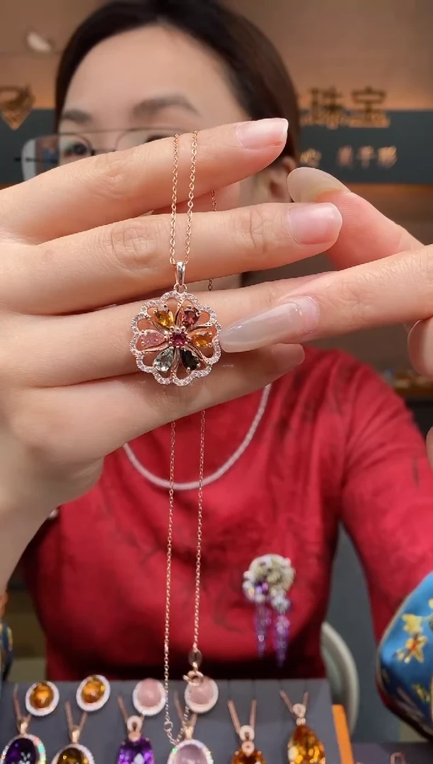 【闪购商品】碧玺吊坠银S925镶嵌碧玺吊坠（多样性发其一）