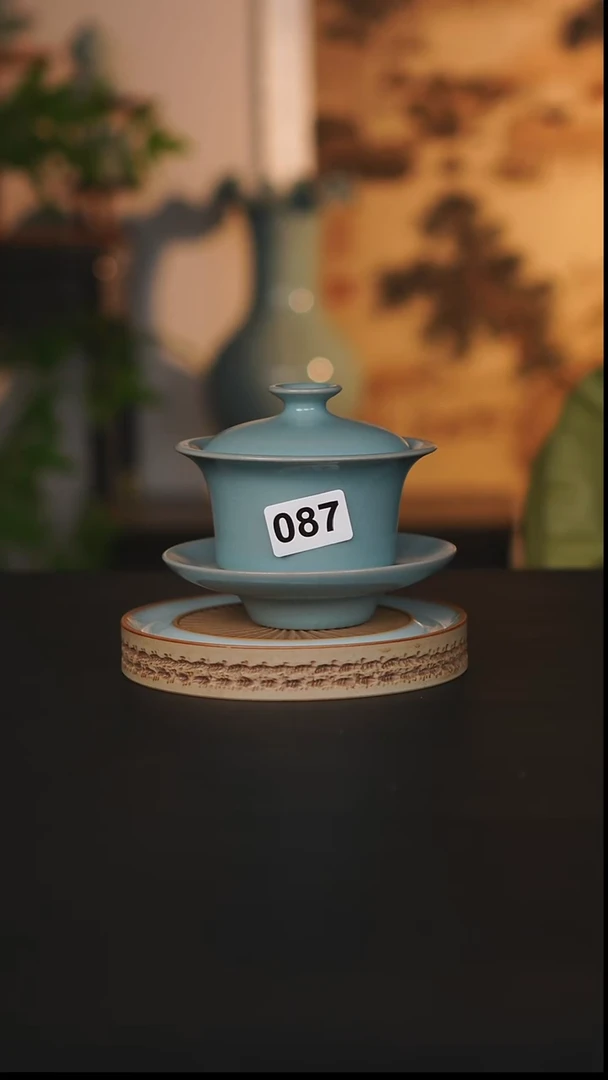 盖碗瓷天熙汝瓷仿古马蹄盖碗微瑕087