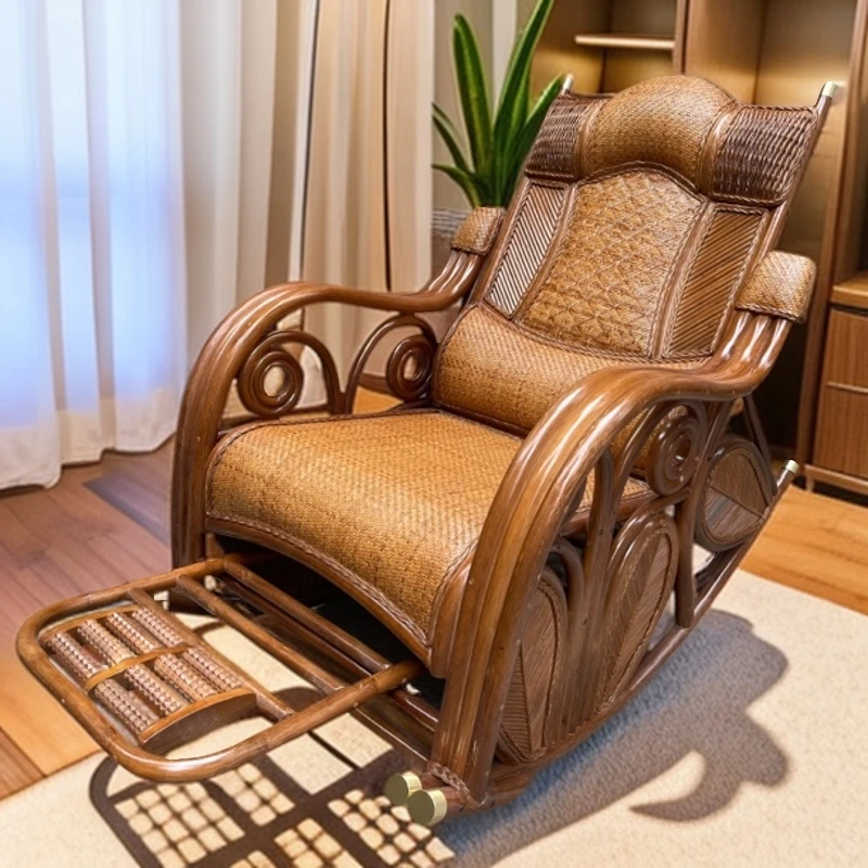 天然真藤靠背椅靠椅摇椅藤摇椅藤椅沙发椅户外办公藤编椅子午睡椅