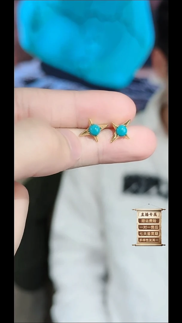 未镶嵌绿松石耳饰绿松石37
