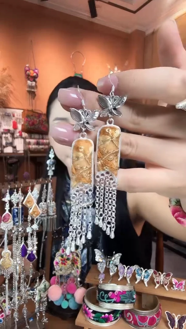 刺绣纯手工民族风耳环