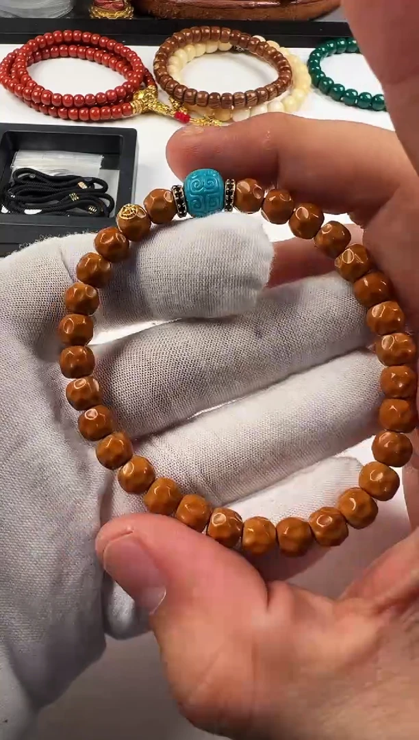 手串橄榄核足金镶嵌橄榄核