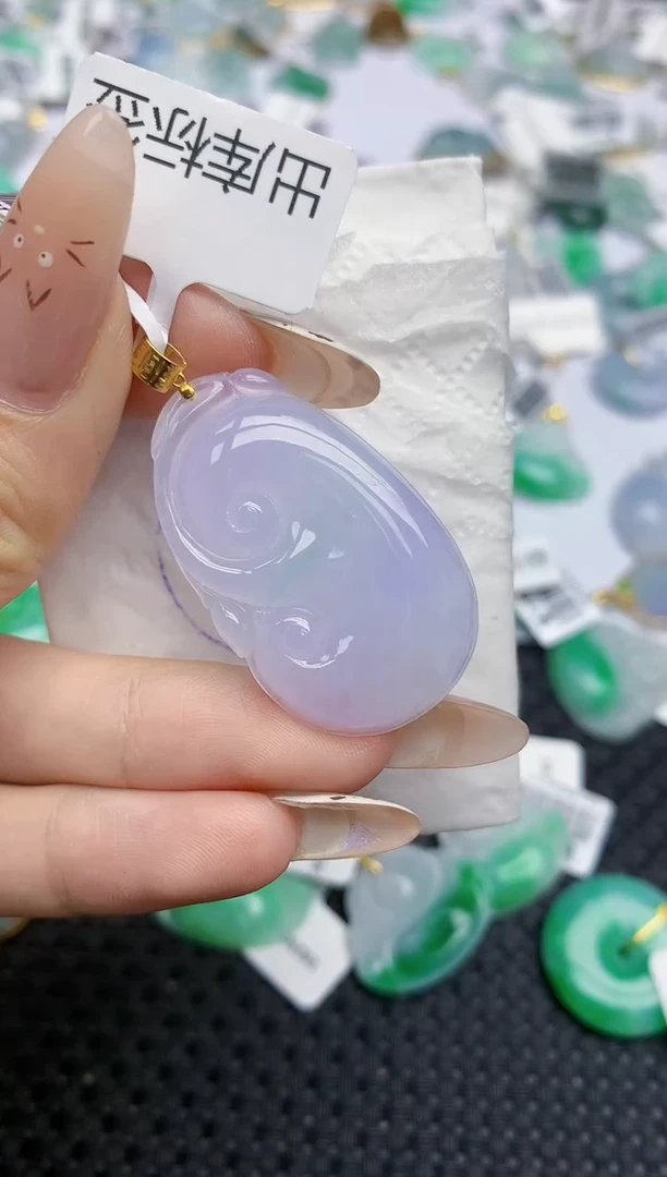 翡翠18K金镶嵌颈饰443   天然翡翠A货