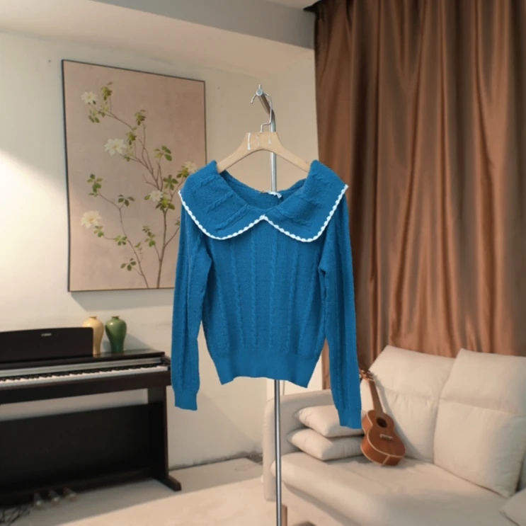 G332 秋冬简约娃娃领针织毛衫女 439C31