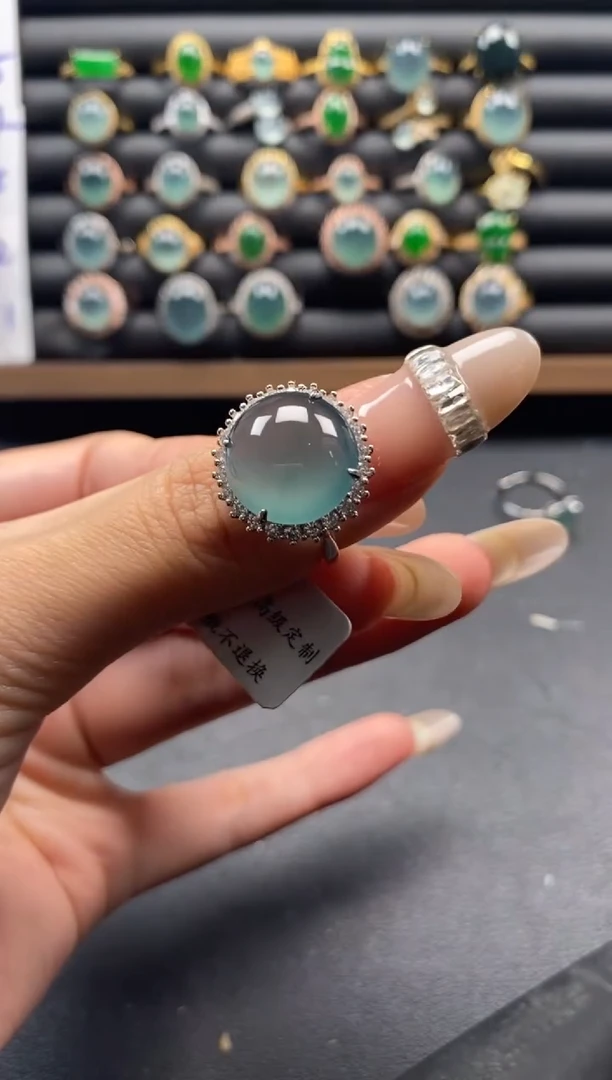 银S925镶嵌戒指翡翠51511