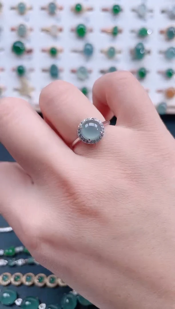 银S925镶嵌戒指翡翠天然翡翠