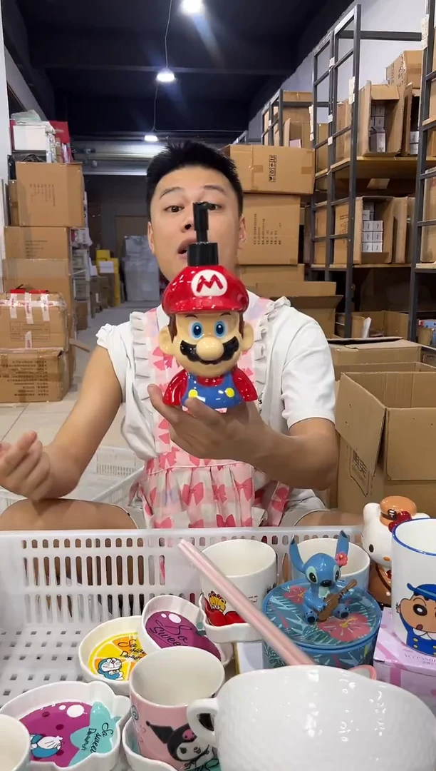 瓷片陶瓷马里奥按压瓶