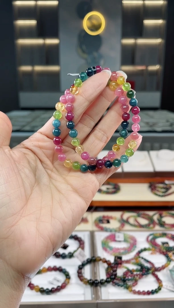未镶嵌老矿碧玺单圈手串6mm+碧玺（多样性发一条）Q