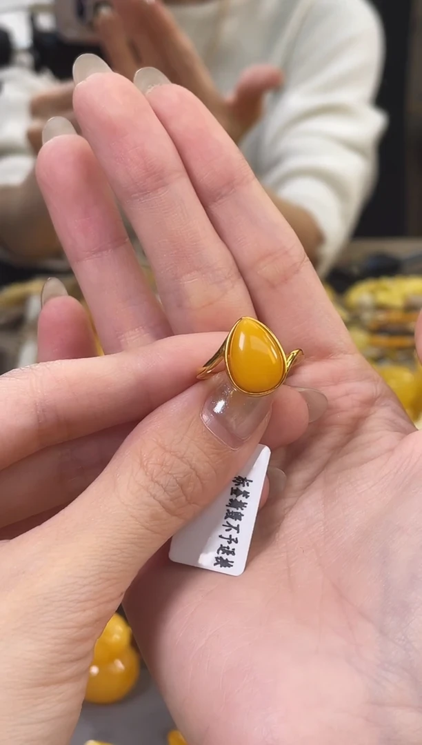 裸石琥珀银S925镶嵌J 105