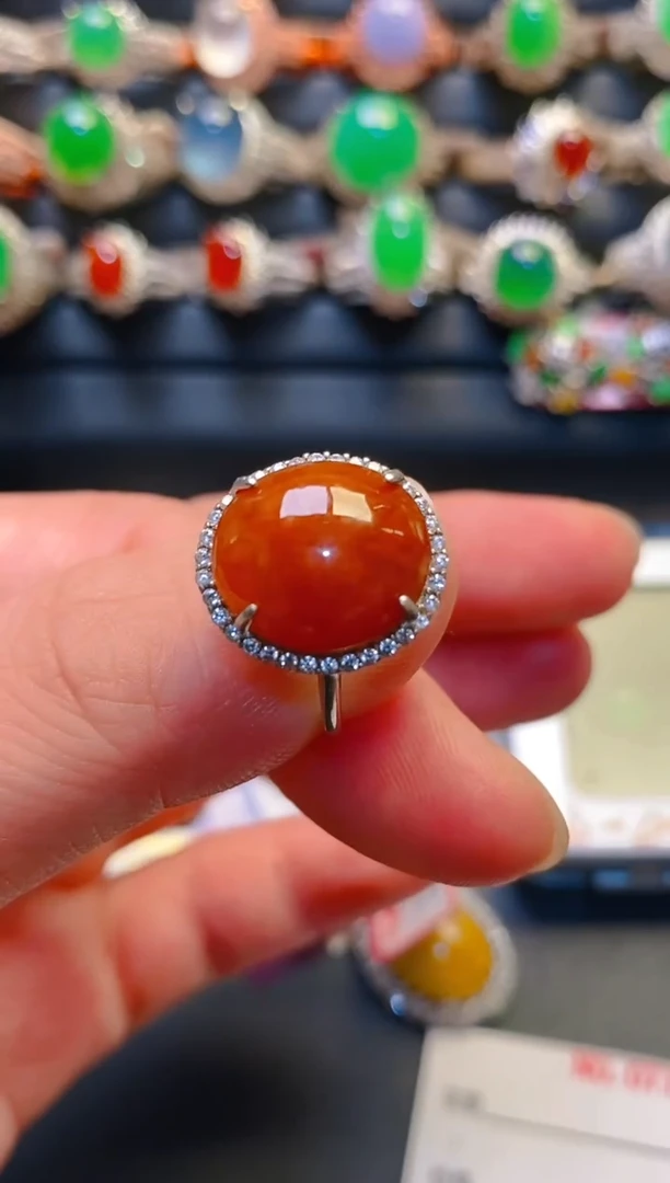 银S925镶嵌戒指翡翠天然