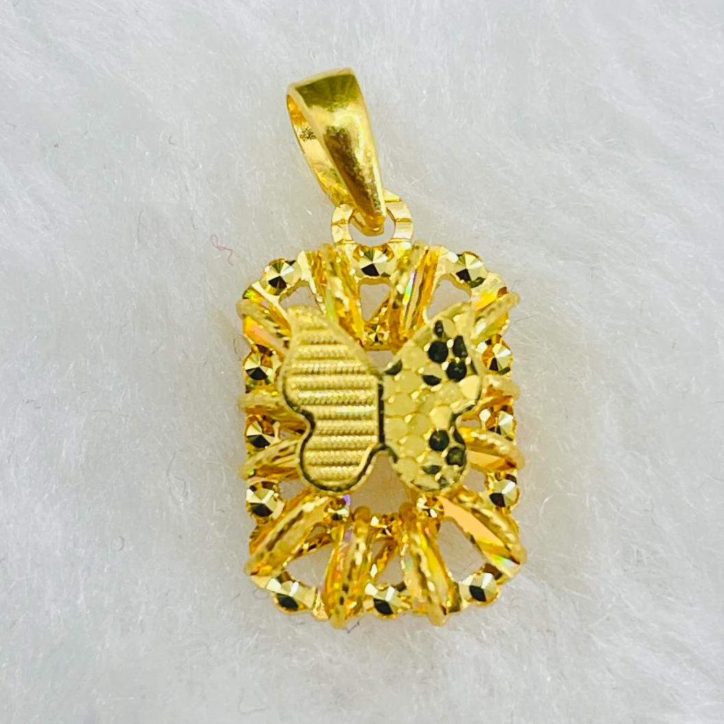 足金999七彩蝴蝶方形吊坠【T5】