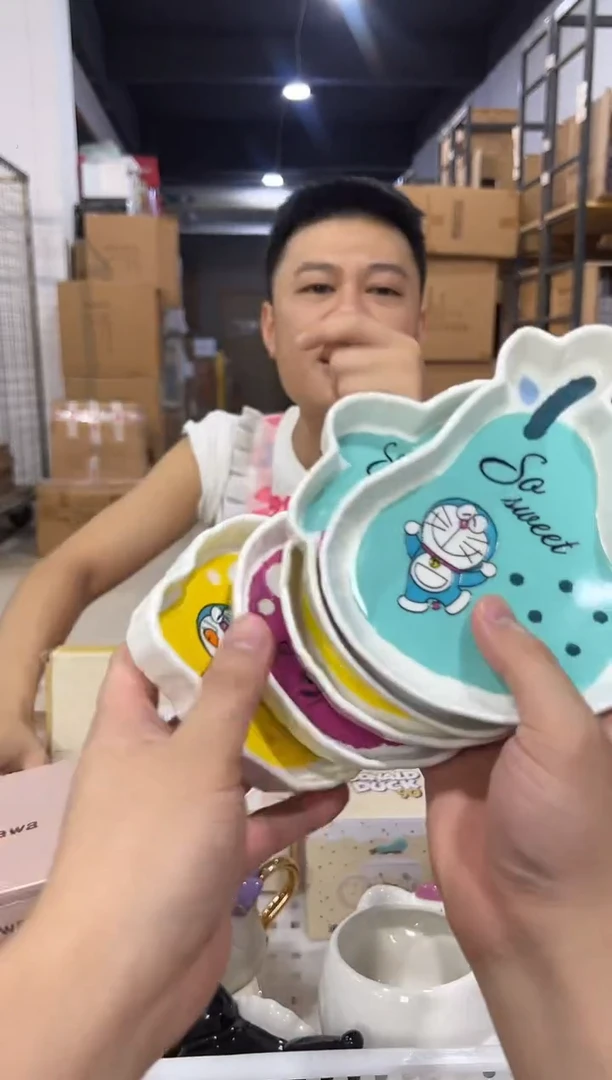 瓷片叮当猫水果盘5件套