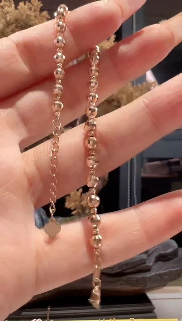 18K金手链镭射蹦迪球球手链K红