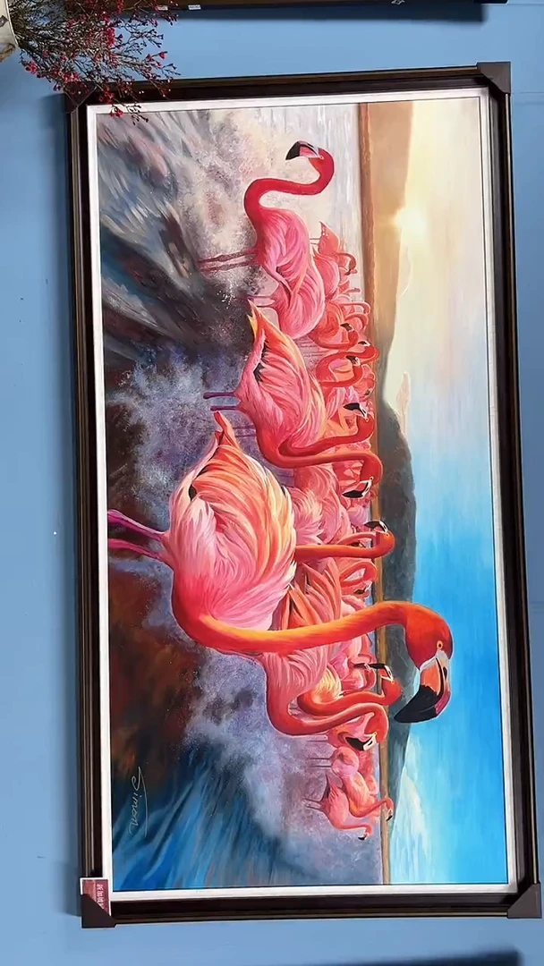 油画陶宗健-100*200-油画作品-火烈鸟