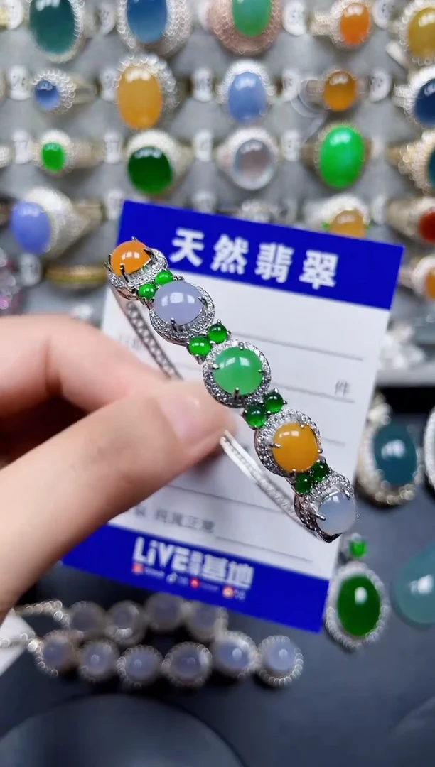 银S925镶嵌手镯翡翠110