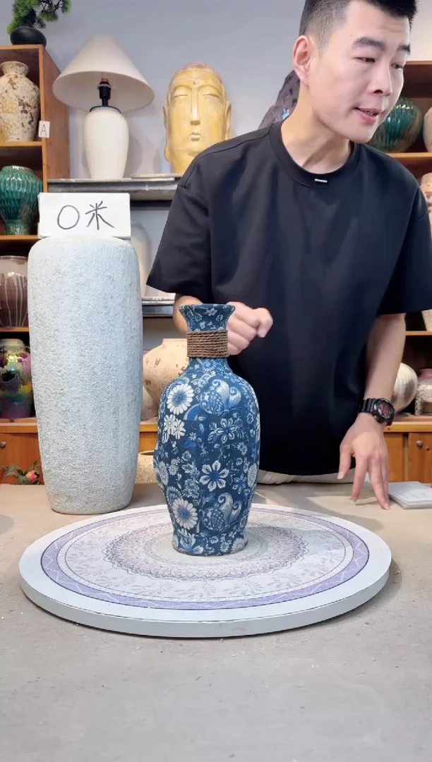 瓶陶瓷花瓶  福利  青花麻绳中号  不装水