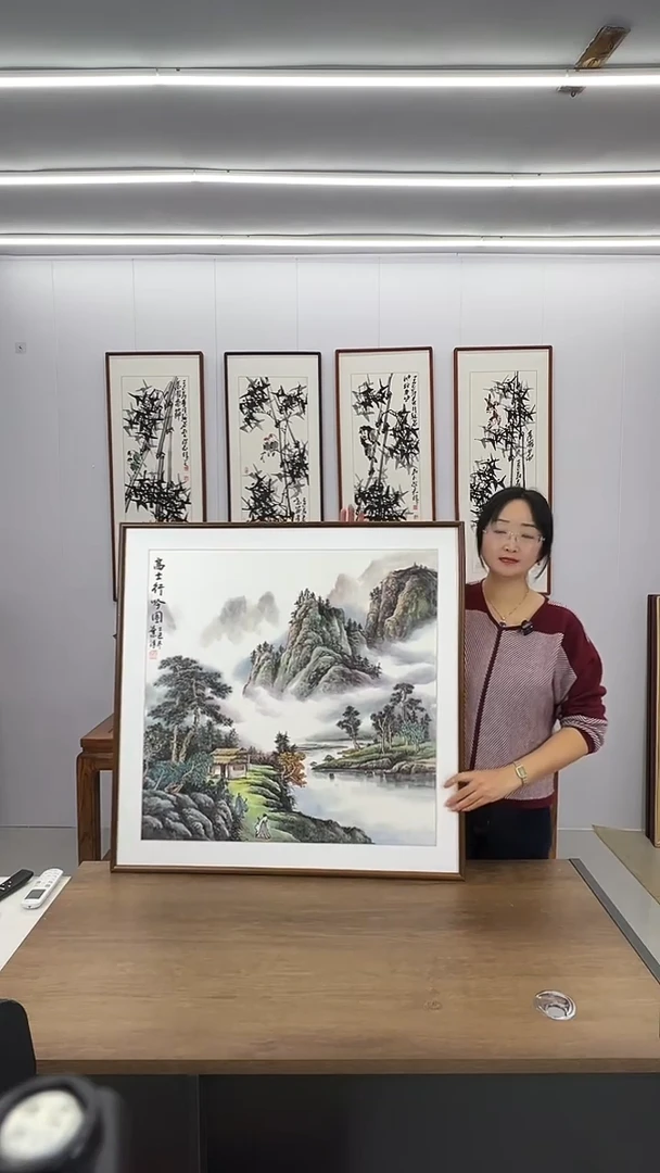 国画80*80 高士行吟图