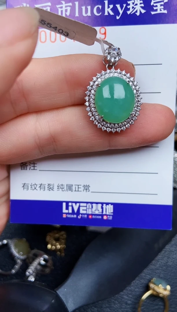 翡翠银S925镶嵌颈饰4929