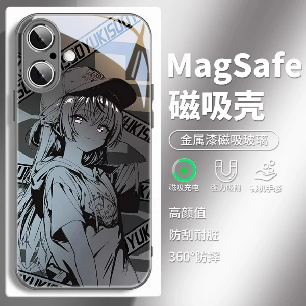 适用苹果17卡通个性iphone15周防有希14promagsafe无线充电手机壳