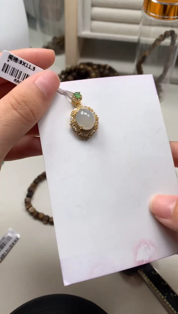银S925镶嵌戒指翡翠吊坠11