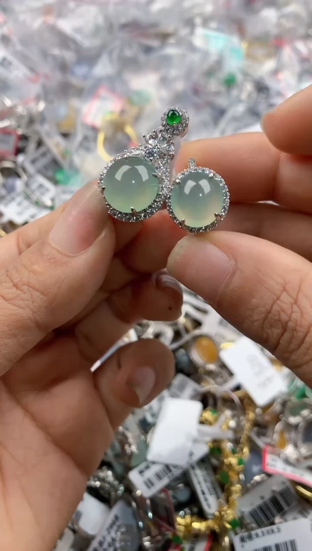银S925镶嵌戒指翡翠1111----9
