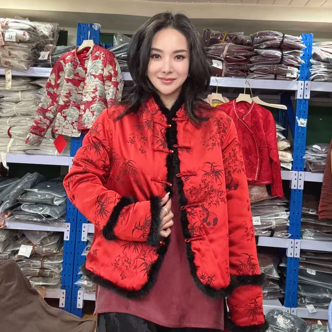 【一潮家】冬季国风气质女士加棉对襟外套 16063-26