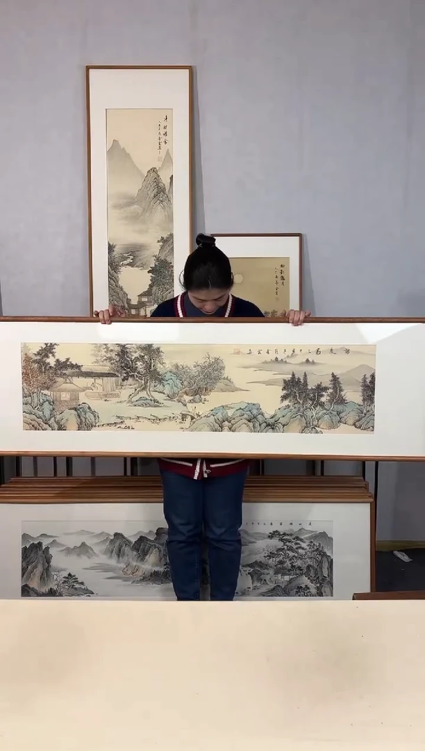 国画手绘*访友图*52*172cm