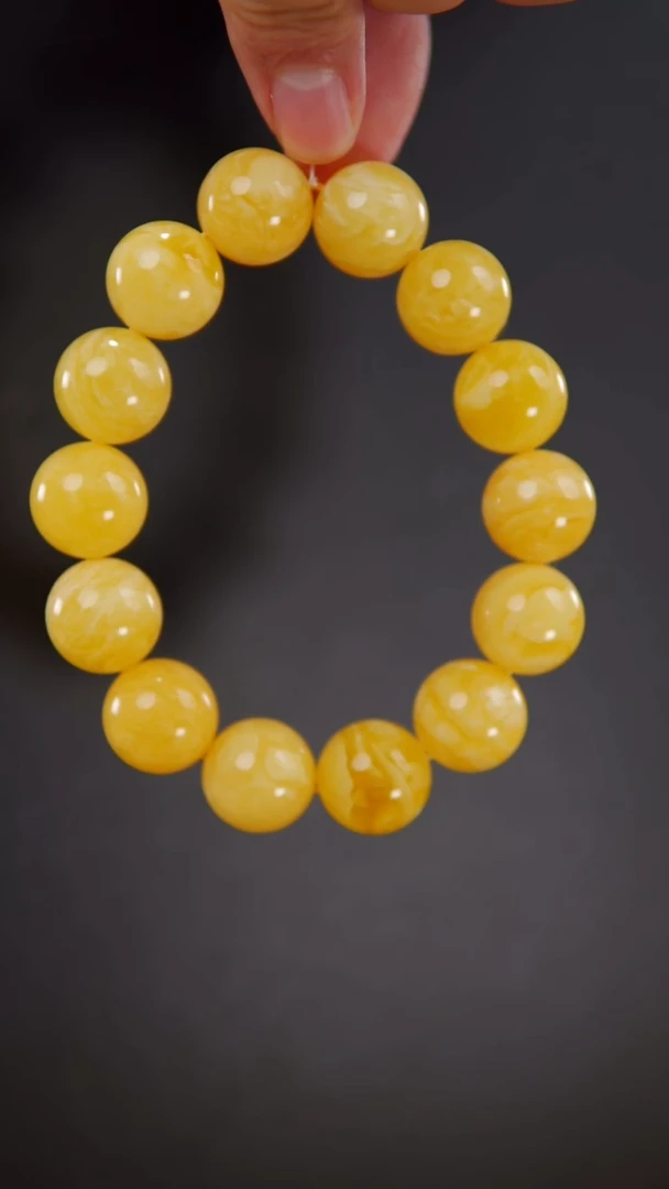 手链琥珀未镶嵌焦皮料圆珠手串36.69