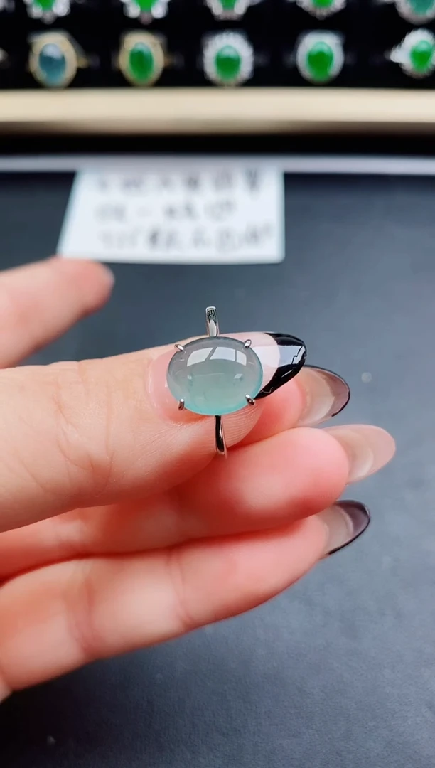 翡翠戒指银S925镶嵌50800