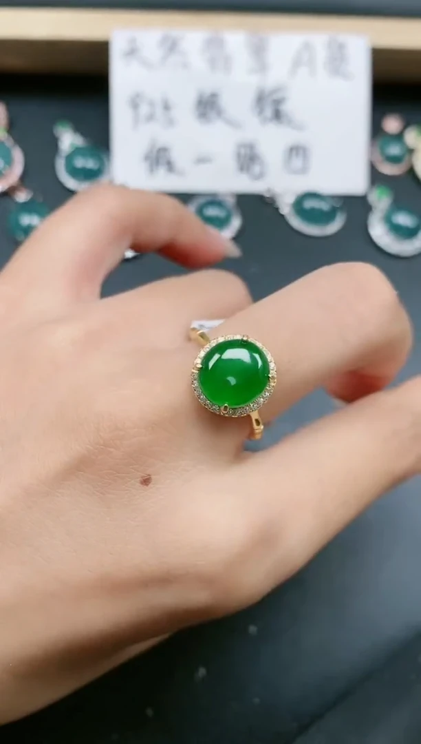 翡翠戒指银S925镶嵌111111