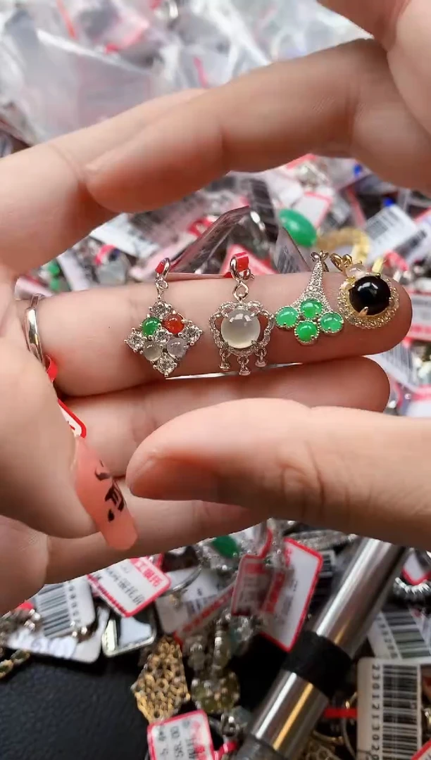 银S925镶嵌戒指翡翠天然A货缅甸翡翠