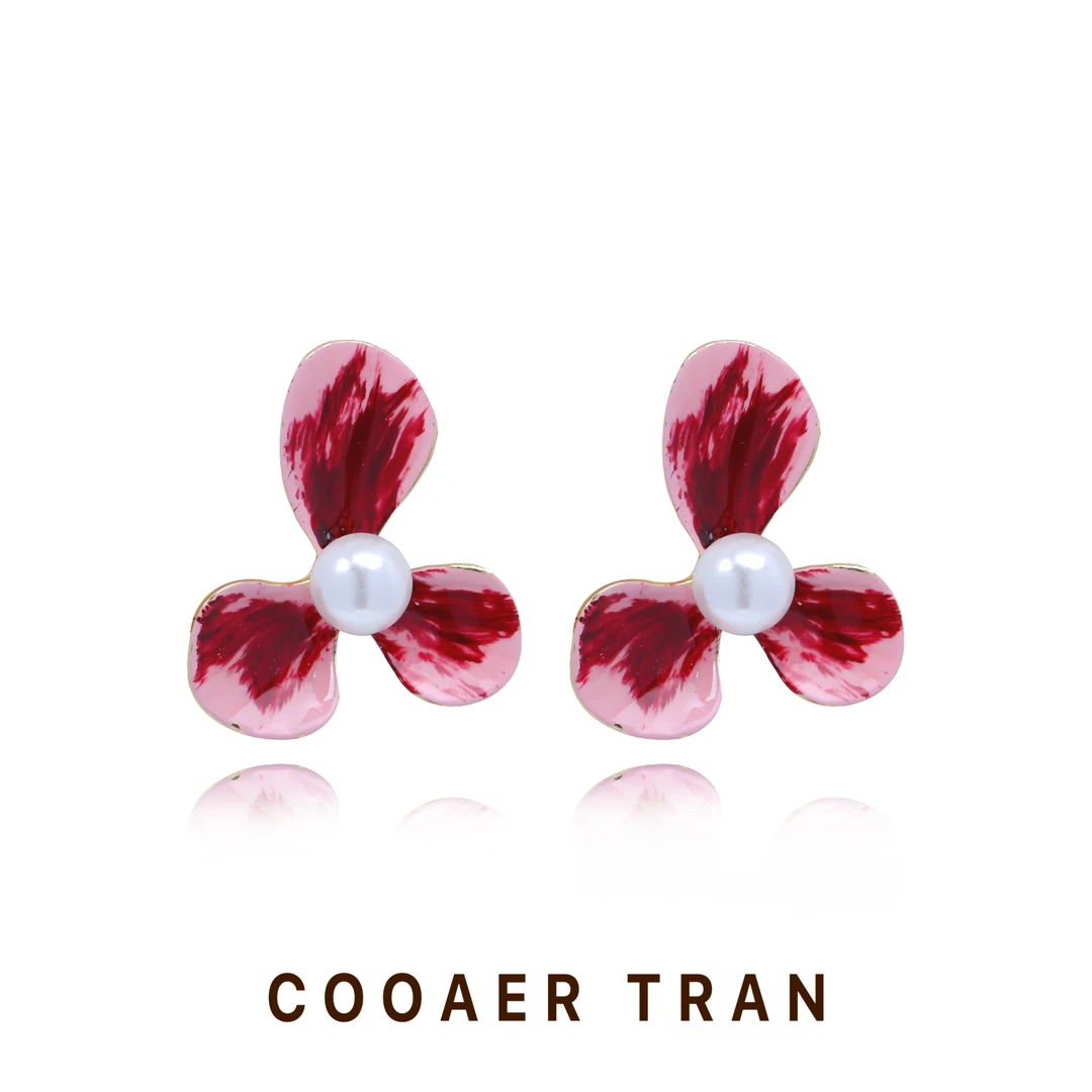 铜合金耳饰 【花自盛开】春夏设计小众高级感精致气质耳饰RH9025#