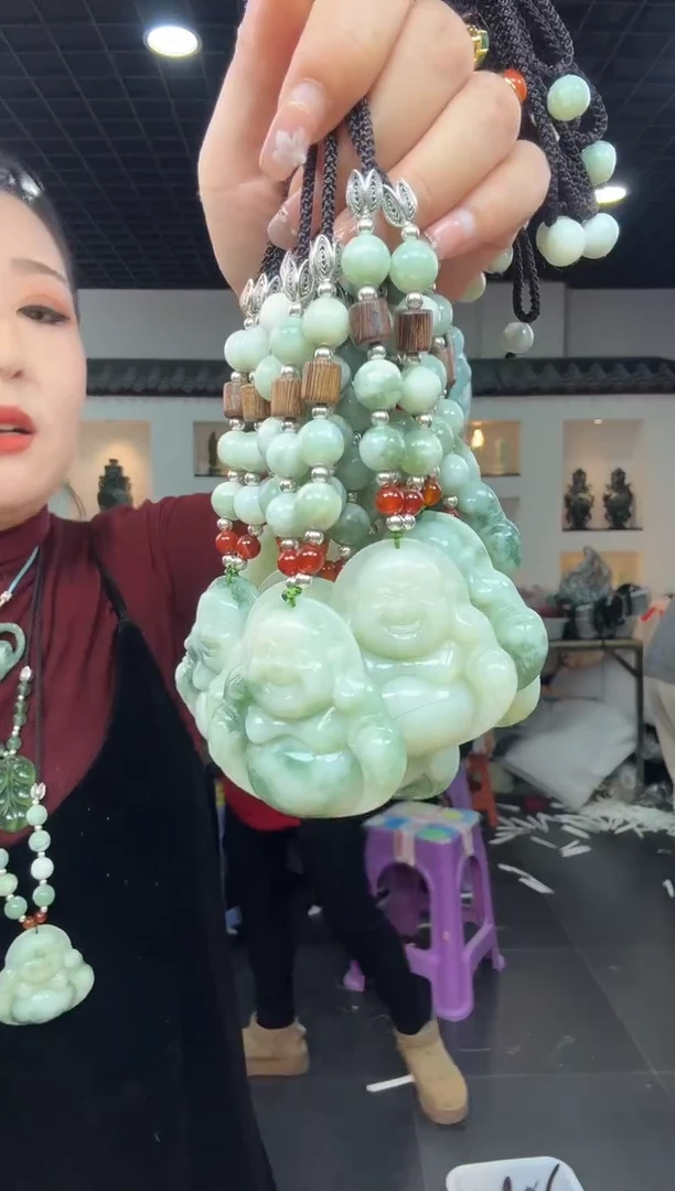 【闪购商品】岫玉颈饰未镶嵌老油翠50佛公半珠链