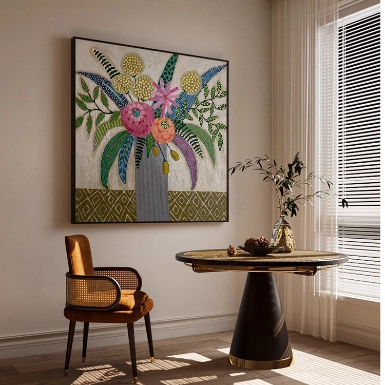 简约现代复古美式花朵小众客厅玄关装饰画卧室背景客厅背景墙挂画