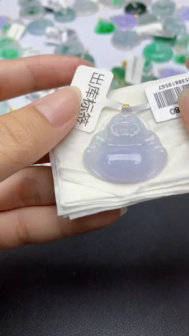 翡翠18K金镶嵌颈饰天然缅甸a货翡翠