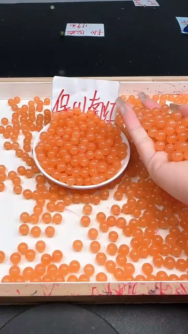 未镶嵌南红玛瑙珠宝半成品冰柿子红N30卡8mm散珠25颗