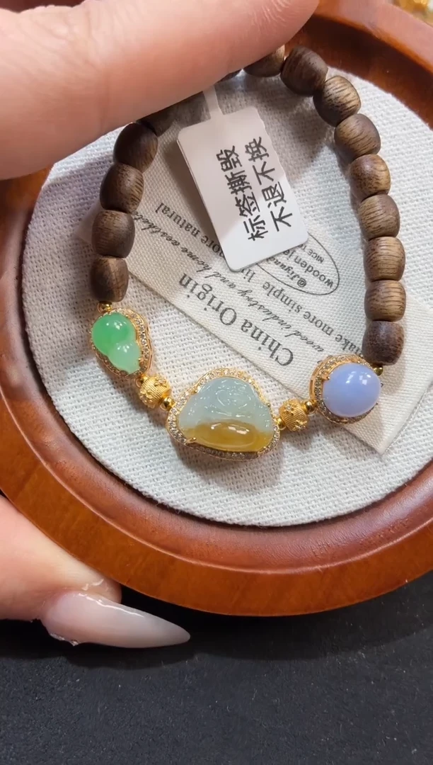 吊坠(不含链)银S925镶嵌翡翠手串