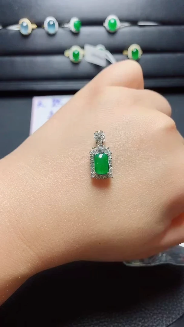 银S925镶嵌戒指翡翠天然翡翠A货s925银镶